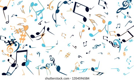 Musical Signs. Modern Background with Notes. Vector Element for Musical Poster, Banner, Advertising, Card. Minimalistic Simple Background.
