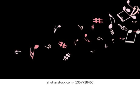 Musical Signs. Modern Background with Notes. Vector Element for Musical Poster, Banner, Advertising, Card. Minimalistic Simple Background.
