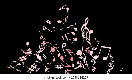 Musical Signs. Modern Background with Notes. Vector Element for Musical Poster, Banner, Advertising, Card. Minimalistic Simple Background.
