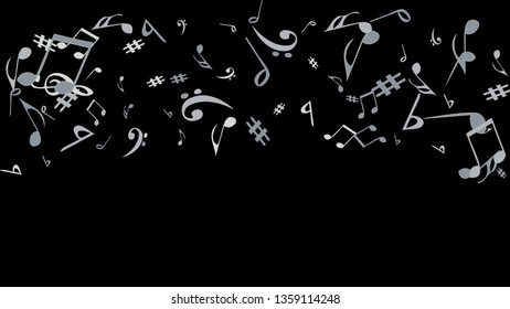 Musical Signs. Modern Background with Notes. Vector Element for Musical Poster, Banner, Advertising, Card. Minimalistic Simple Background.
