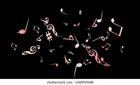 Musical Signs. Modern Background with Notes. Vector Element for Musical Poster, Banner, Advertising, Card. Minimalistic Simple Background.
