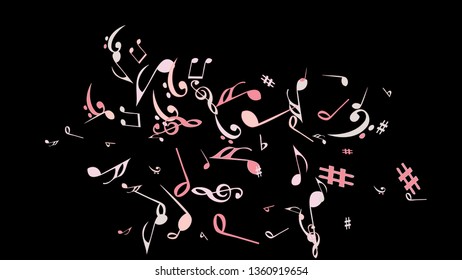 Musical Signs. Modern Background with Notes. Vector Element for Musical Poster, Banner, Advertising, Card. Minimalistic Simple Background.
