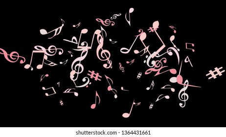 Musical Signs. Modern Background with Notes. Vector Element for Musical Poster, Banner, Advertising, Card. Minimalistic Simple Background.
