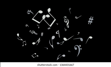 Musical Signs. Modern Background with Notes. Vector Element for Musical Poster, Banner, Advertising, Card. Minimalistic Simple Background.
