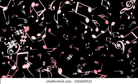 Musical Signs. Modern Background with Notes. Vector Element for Musical Poster, Banner, Advertising, Card. Minimalistic Simple Background.

