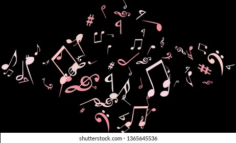 Musical Signs. Modern Background with Notes. Vector Element for Musical Poster, Banner, Advertising, Card. Minimalistic Simple Background.
