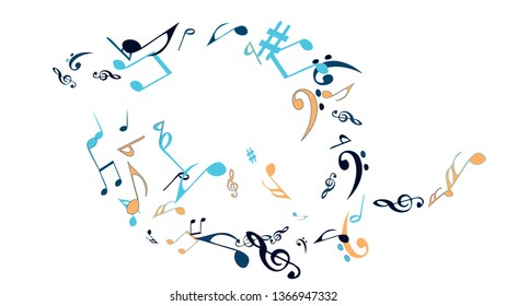 Musical Signs. Modern Background with Notes. Vector Element for Musical Poster, Banner, Advertising, Card. Minimalistic Simple Background.
