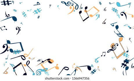 Musical Signs. Modern Background with Notes. Vector Element for Musical Poster, Banner, Advertising, Card. Minimalistic Simple Background.
