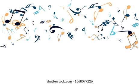 Musical Signs. Modern Background with Notes. Vector Element for Musical Poster, Banner, Advertising, Card. Minimalistic Simple Background.
