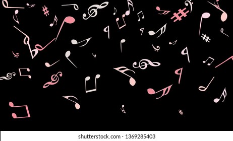 Musical Signs. Modern Background with Notes. Vector Element for Musical Poster, Banner, Advertising, Card. Minimalistic Simple Background.
