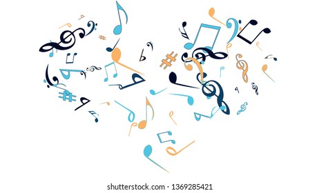 Musical Signs. Modern Background with Notes. Vector Element for Musical Poster, Banner, Advertising, Card. Minimalistic Simple Background.

