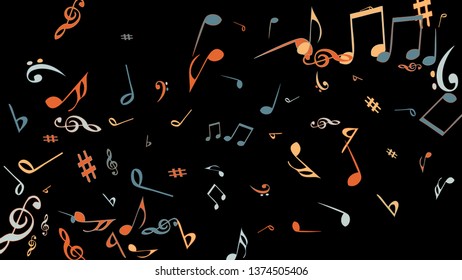 Musical Signs. Modern Background with Notes. Vector Element for Musical Poster, Banner, Advertising, Card. Minimalistic Simple Background.