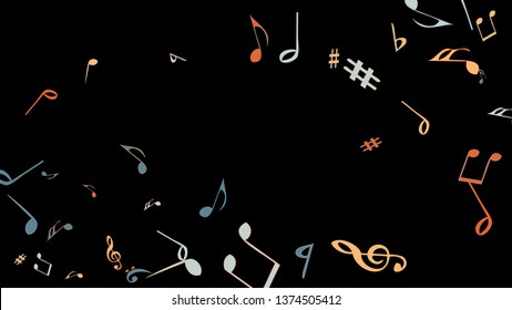Musical Signs. Modern Background with Notes. Vector Element for Musical Poster, Banner, Advertising, Card. Minimalistic Simple Background.