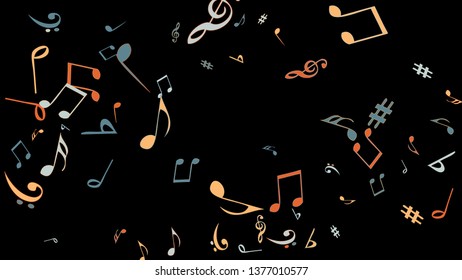 Musical Signs. Modern Background with Notes. Vector Element for Musical Poster, Banner, Advertising, Card. Minimalistic Simple Background.
