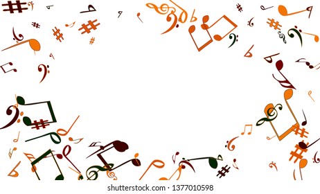 Musical Signs. Modern Background with Notes. Vector Element for Musical Poster, Banner, Advertising, Card. Minimalistic Simple Background.