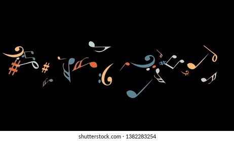 Musical Signs. Modern Background with Notes. Vector Element for Musical Poster, Banner, Advertising, Card. Minimalistic Simple Background.