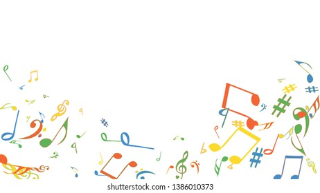 Musical Signs. Modern Background with Notes. Vector Element for Musical Poster, Banner, Advertising, Card. Minimalistic Simple Background.
