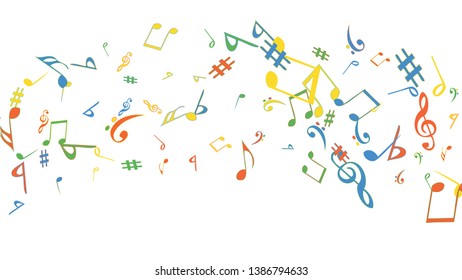 Musical Signs. Modern Background with Notes. Vector Element for Musical Poster, Banner, Advertising, Card. Minimalistic Simple Background.
