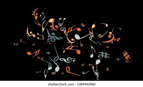 Musical Signs. Modern Background with Notes. Vector Element for Musical Poster, Banner, Advertising, Card. Minimalistic Simple Background.
