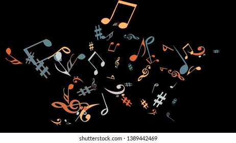 Musical Signs. Modern Background with Notes. Vector Element for Musical Poster, Banner, Advertising, Card. Minimalistic Simple Background.
