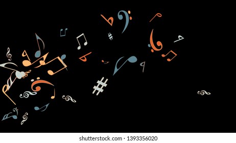 Musical Signs. Modern Background with Notes. Vector Element for Musical Poster, Banner, Advertising, Card. Minimalistic Simple Background.
