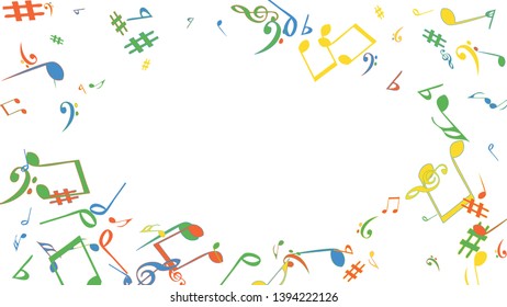 Musical Signs. Modern Background with Notes. Vector Element for Musical Poster, Banner, Advertising, Card. Minimalistic Simple Background.
