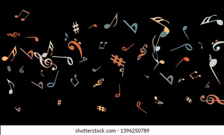 Musical Signs. Modern Background with Notes. Vector Element for Musical Poster, Banner, Advertising, Card. Minimalistic Simple Background.
