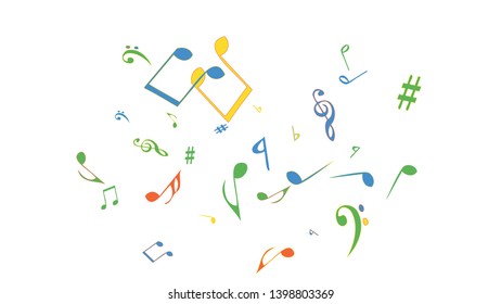 Musical Signs. Modern Background with Notes. Vector Element for Musical Poster, Banner, Advertising, Card. Minimalistic Simple Background.
