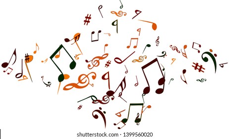 Musical Signs. Modern Background with Notes. Vector Element for Musical Poster, Banner, Advertising, Card. Minimalistic Simple Background.
