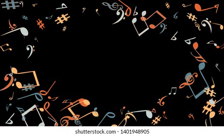 Musical Signs. Modern Background with Notes. Vector Element for Musical Poster, Banner, Advertising, Card. Minimalistic Simple Background.
