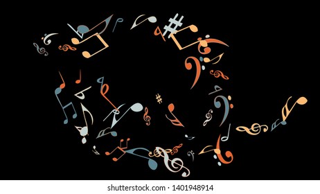 Musical Signs. Modern Background with Notes. Vector Element for Musical Poster, Banner, Advertising, Card. Minimalistic Simple Background.
