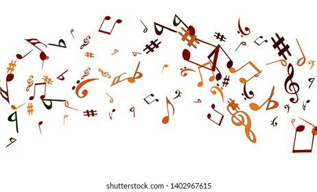 Musical Signs. Modern Background with Notes. Vector Element for Musical Poster, Banner, Advertising, Card. Minimalistic Simple Background.
