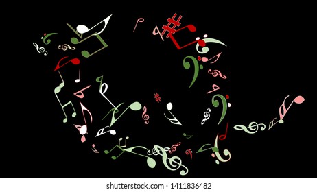 Musical Signs. Modern Background with Notes. Vector Element for Musical Poster, Banner, Advertising, Card. Minimalistic Simple Background.
