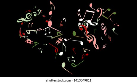 Musical Signs. Modern Background with Notes. Vector Element for Musical Poster, Banner, Advertising, Card. Minimalistic Simple Background.
