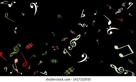 Musical Signs. Modern Background with Notes. Vector Element for Musical Poster, Banner, Advertising, Card. Minimalistic Simple Background.
