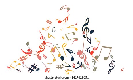 Musical Signs. Modern Background with Notes. Vector Element for Musical Poster, Banner, Advertising, Card. Minimalistic Simple Background.
