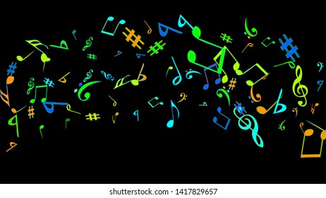 Musical Signs. Modern Background with Notes. Vector Element for Musical Poster, Banner, Advertising, Card. Minimalistic Simple Background.
