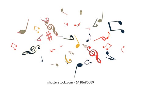 Musical Signs. Modern Background with Notes. Vector Element for Musical Poster, Banner, Advertising, Card. Minimalistic Simple Background.
