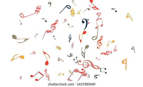 Musical Signs. Modern Background with Notes. Vector Element for Musical Poster, Banner, Advertising, Card. Minimalistic Simple Background.
