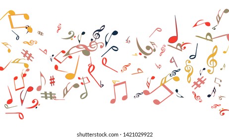Musical Signs. Modern Background with Notes. Vector Element for Musical Poster, Banner, Advertising, Card. Minimalistic Simple Background.
