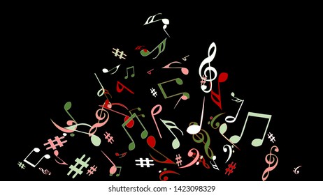 Musical Signs. Modern Background with Notes. Vector Element for Musical Poster, Banner, Advertising, Card. Minimalistic Simple Background.
