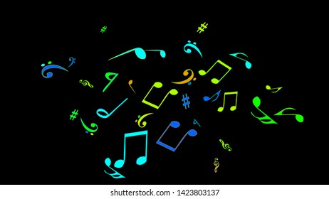 Musical Signs. Modern Background with Notes. Vector Element for Musical Poster, Banner, Advertising, Card. Minimalistic Simple Background.
