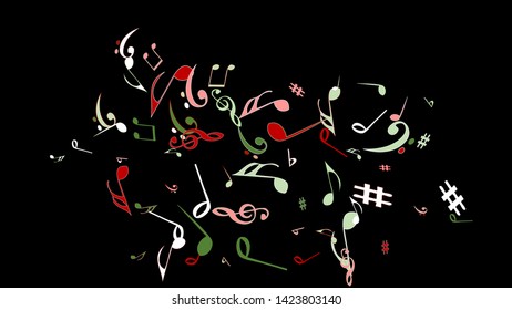 Musical Signs. Modern Background with Notes. Vector Element for Musical Poster, Banner, Advertising, Card. Minimalistic Simple Background.
