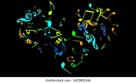 Musical Signs. Modern Background with Notes. Vector Element for Musical Poster, Banner, Advertising, Card. Minimalistic Simple Background.
