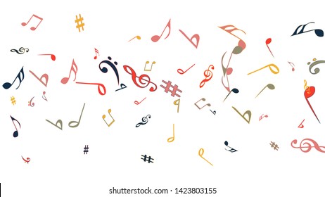 Musical Signs. Modern Background with Notes. Vector Element for Musical Poster, Banner, Advertising, Card. Minimalistic Simple Background.
