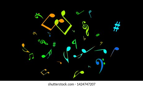 Musical Signs. Modern Background with Notes. Vector Element for Musical Poster, Banner, Advertising, Card. Minimalistic Simple Background.
