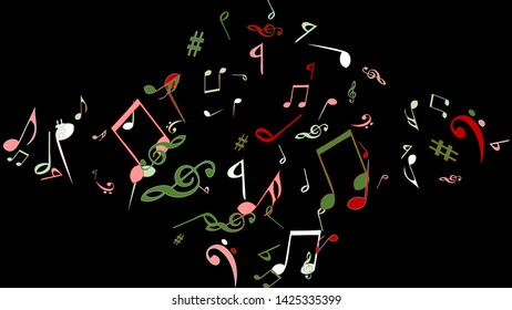 Musical Signs. Modern Background with Notes. Vector Element for Musical Poster, Banner, Advertising, Card. Minimalistic Simple Background.
