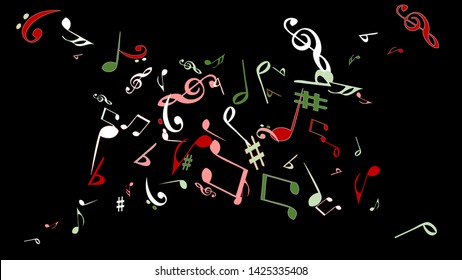 Musical Signs. Modern Background with Notes. Vector Element for Musical Poster, Banner, Advertising, Card. Minimalistic Simple Background.
