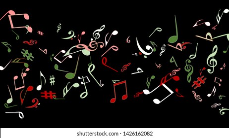 Musical Signs. Modern Background with Notes. Vector Element for Musical Poster, Banner, Advertising, Card. Minimalistic Simple Background.
