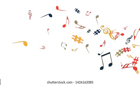 Musical Signs. Modern Background with Notes. Vector Element for Musical Poster, Banner, Advertising, Card. Minimalistic Simple Background.
